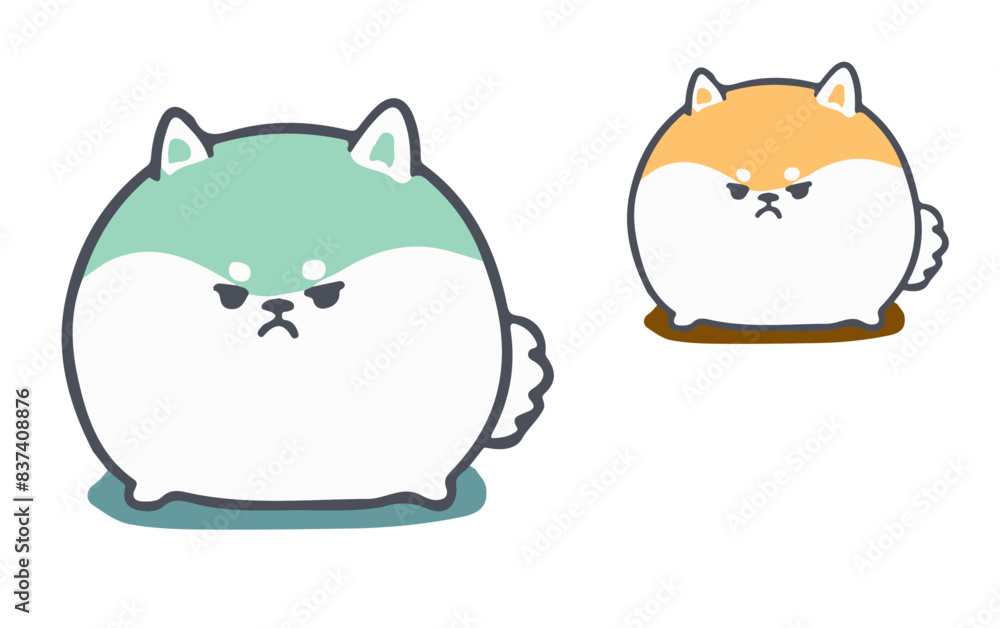Fototapeta premium cute fluffy dog, simple cartoon vector