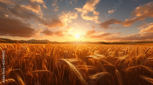 wheat field at sunset