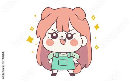 cute dog girl, simple cartoon vector