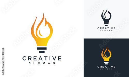 Light bulb and fire vector logo design inspiration