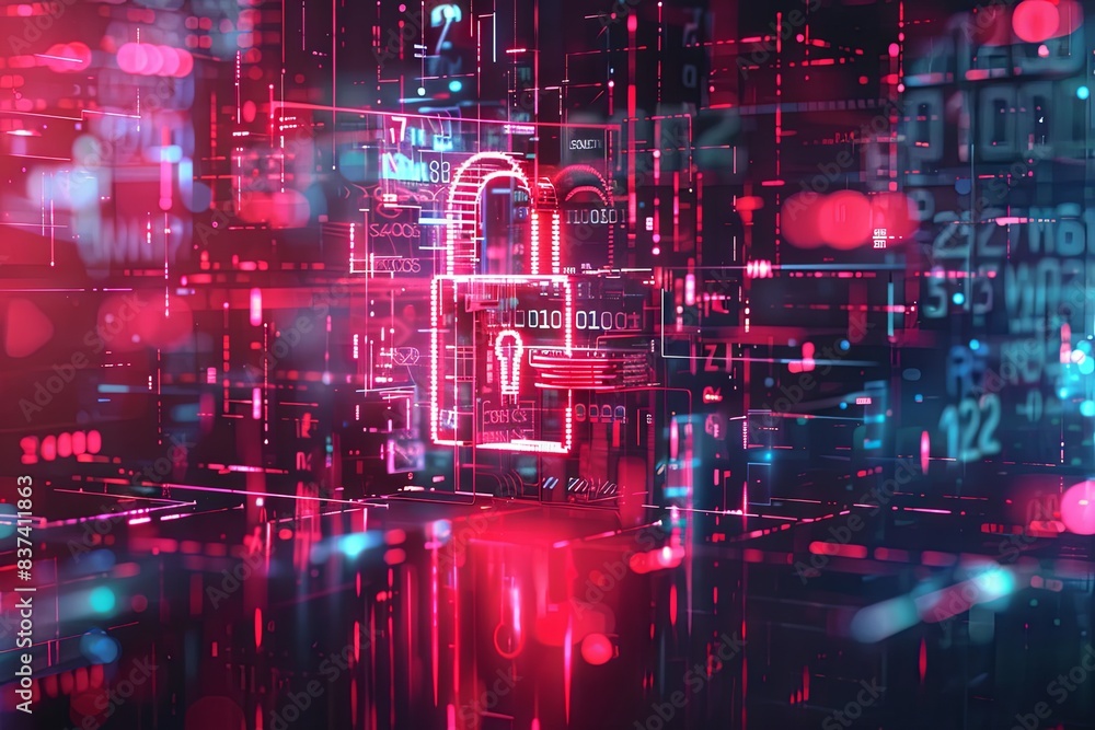Cyber security concept. Blue lock symbol, point connecting network on blue background. Global connection Cyber security concept. Blue lock symbol, point connecting network on blue background. Global connection