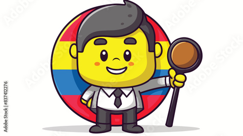 Mascot cartoon of colombia flag badge as a judge  c