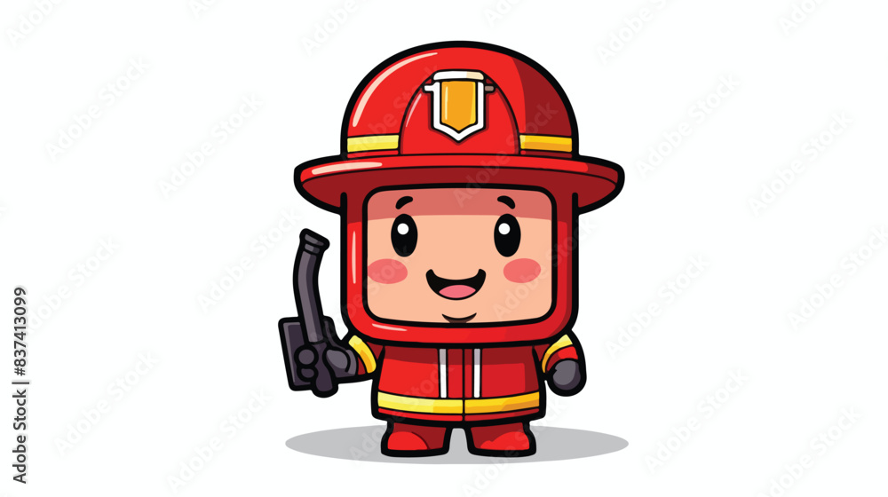 Mascot character of ceramic tile as a firefighter