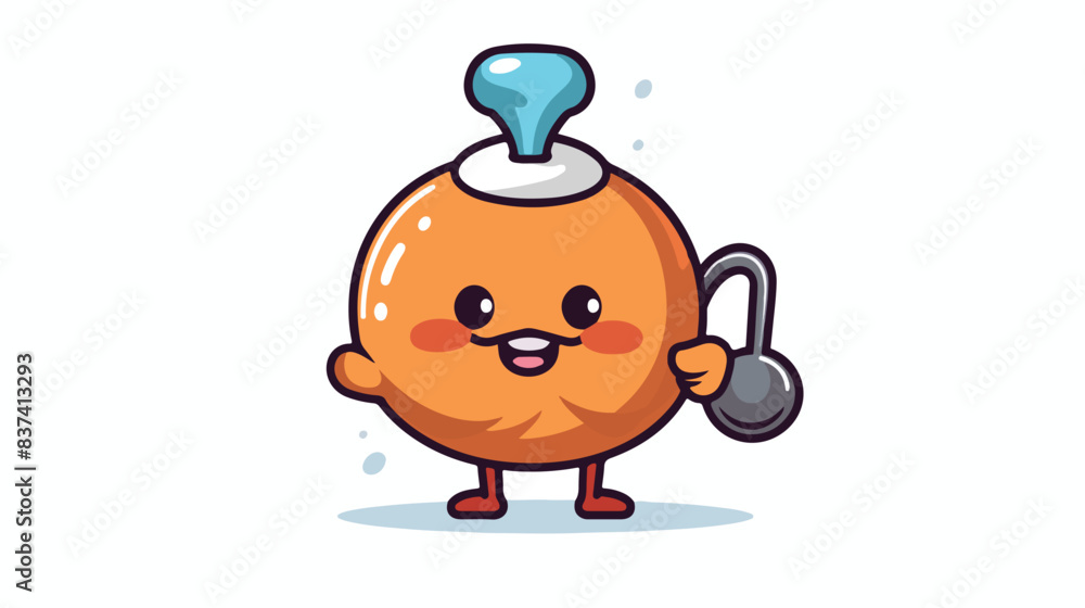 Mascot character of kettlebell as a fisherman  cute