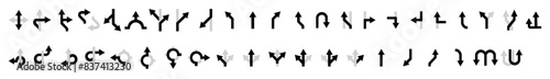 Icons with direction arrows on the highway. Collection of black road direction signs. Road navigation arrows. Path direction arrows. EPS 10