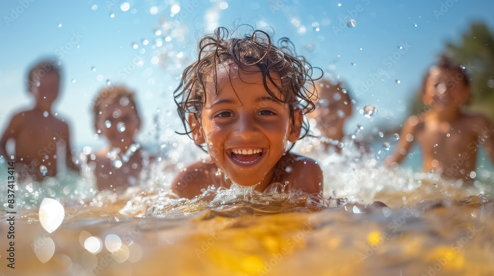 summer joy of a child in the pool summer joy of a child in the pool