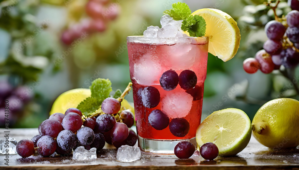A Symphony of Refreshment: Glass, Grapes, and Lemons. Generative AI A Symphony of Refreshment: Glass, Grapes, and Lemons. Generative AI