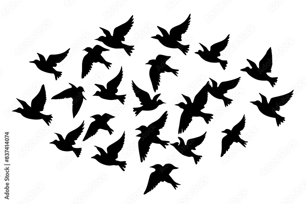 flock of birds silhouette vector illustration flock of birds silhouette vector illustration