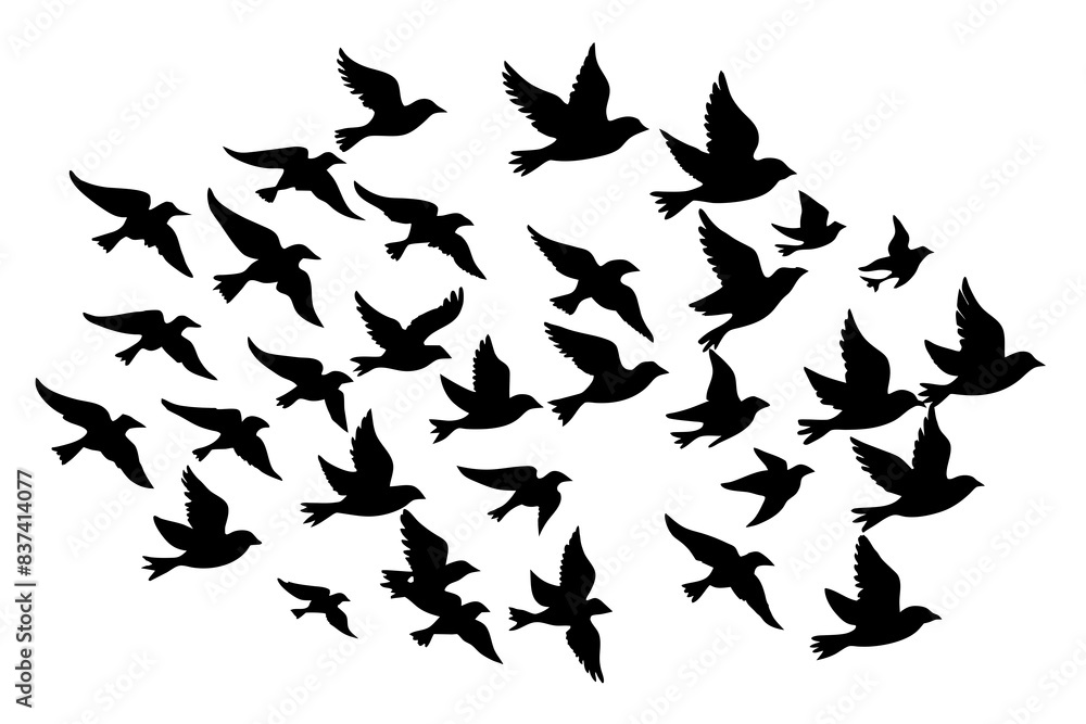 flock of birds silhouette vector illustration flock of birds silhouette vector illustration