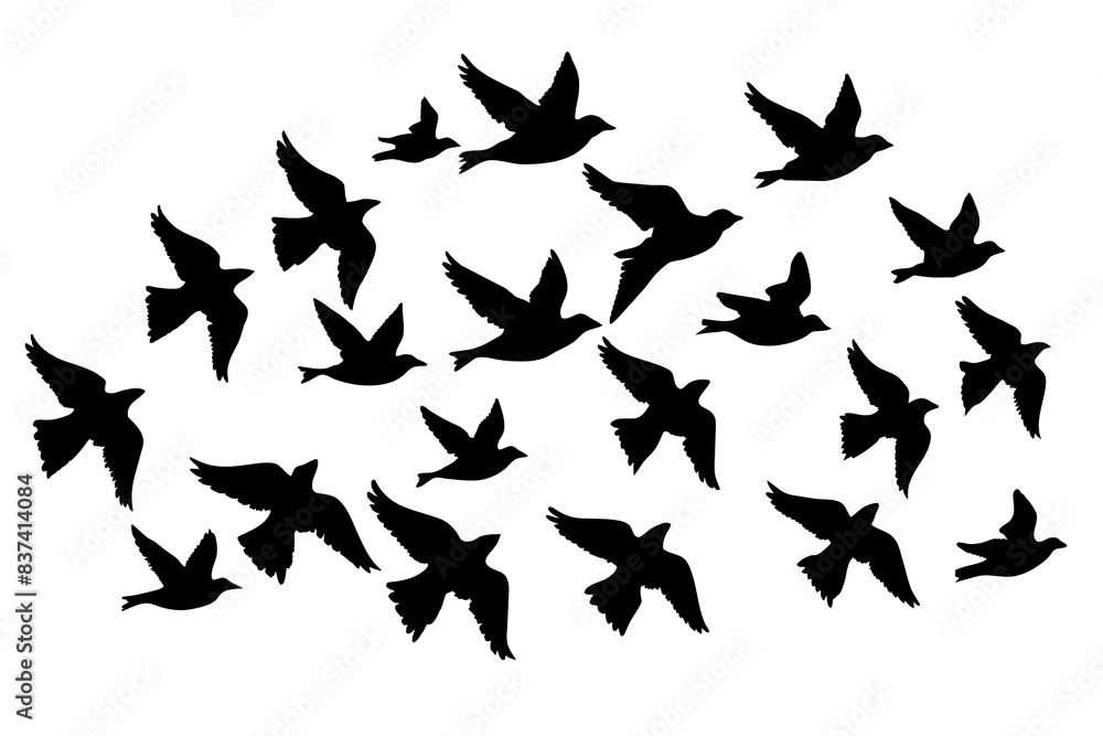 flock of birds silhouette vector illustration flock of birds silhouette vector illustration