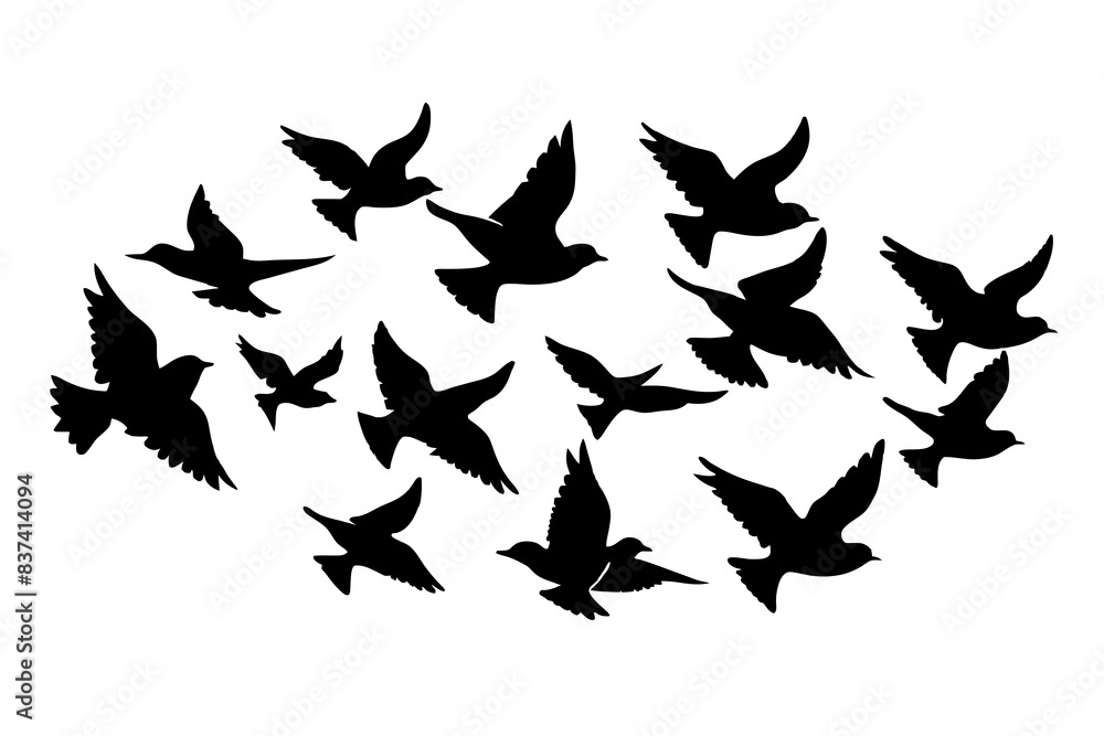 flock of birds silhouette vector illustration flock of birds silhouette vector illustration