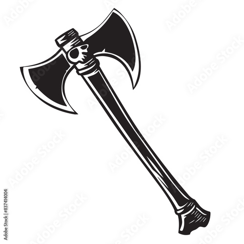 Axe in cartoon, doodle style . Image for t-shirt, web, mobile apps and ui. Isolated 2d vector illustration in logo, icon, sketch style, Eps 10, black and white. AI Generative