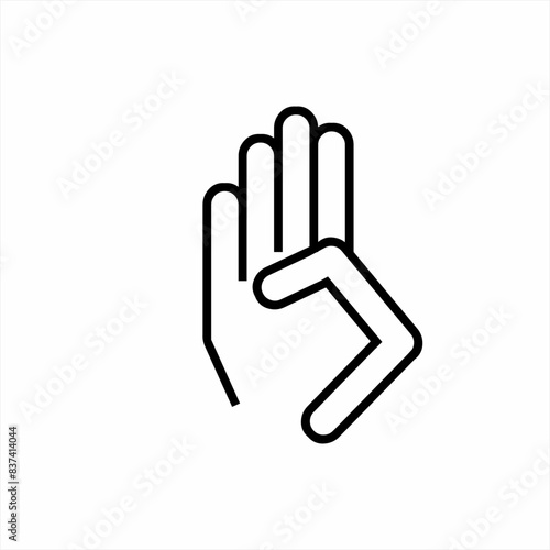 Hand logo design with a gesture of raising 4 fingers as a sign of stop or disagreement.