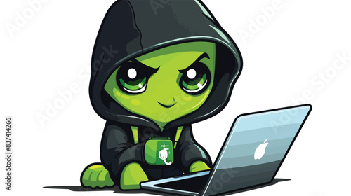 Mascot illustration of lime as a hacker cute style