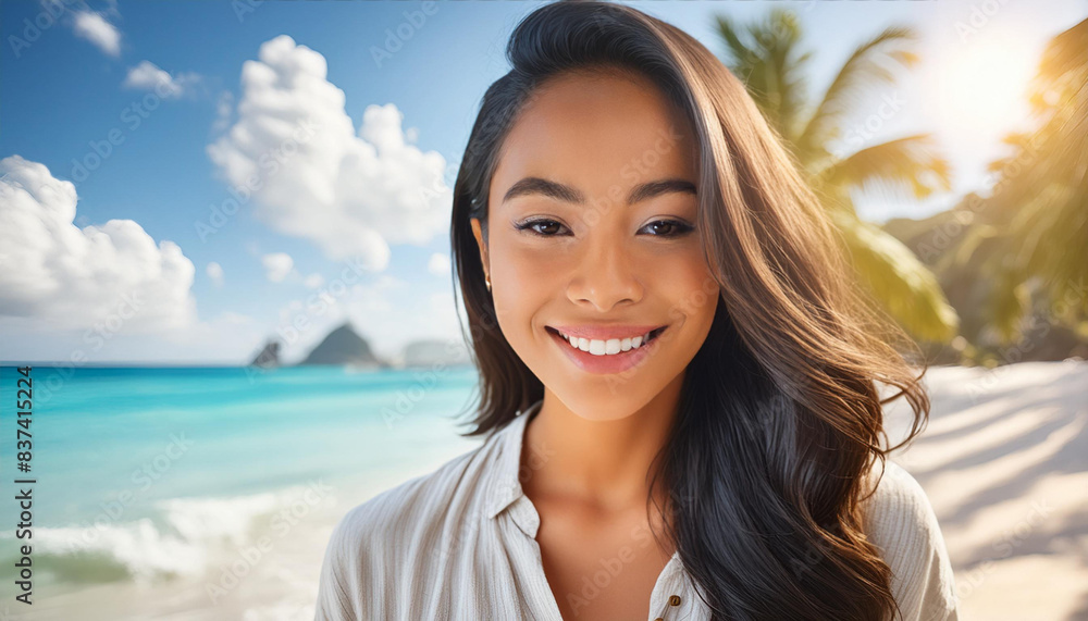 portrait of a young woman on a tropical beach portrait of a young woman on a tropical beach