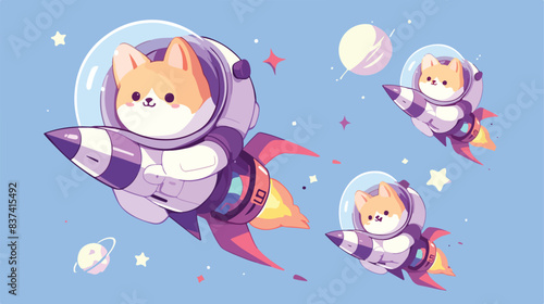 Mirror mascot character riding a rocket cute style