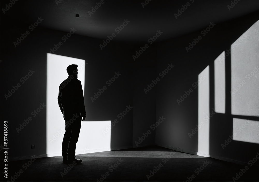 Shadows and Silhouettes in paranoid person hallucination, lurking figures or hidden dangers, paranoia and insecurity Shadows and Silhouettes in paranoid person hallucination, lurking figures or hidden dangers, paranoia and insecurity