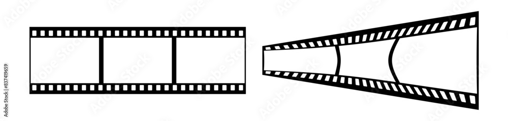 35mm blank filmstrip vector design with 3 frames on white background. 3d black film reel symbol illustration to use for photography, television, cinema, photo frame. 35mm blank filmstrip vector design with 3 frames on white background. 3d black film reel symbol illustration to use for photography, television, cinema, photo frame.