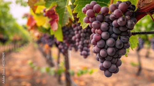 Wallpaper Mural Elegant composition of a bunch of Shiraz grapes hanging gracefully from the vine Torontodigital.ca