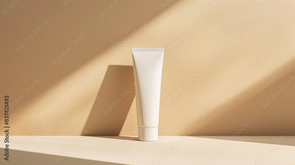 Photo of A tube of cream on an orange background, mockup template for branding presentation. Mockup solar cream. Photo of A tube of cream on an orange background, mockup template for branding presentation. Mockup solar cream.