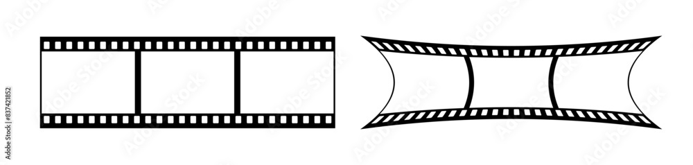 35mm blank filmstrip vector design with 3 frames on white background. 3d black film reel symbol illustration to use for photography, television, cinema, photo frame. 35mm blank filmstrip vector design with 3 frames on white background. 3d black film reel symbol illustration to use for photography, television, cinema, photo frame.