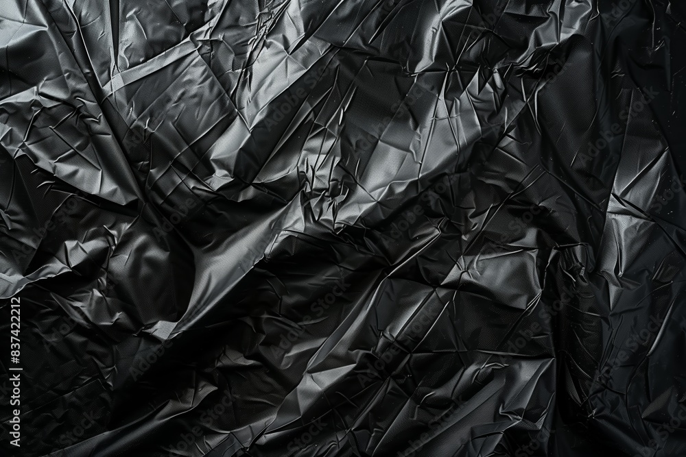 Textured plastic wrap creases on dark backdrop Textured plastic wrap creases on dark backdrop