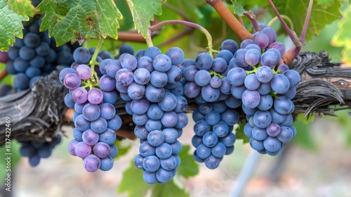 Wallpaper Mural Vibrant image of a cluster of plump Shiraz grapes hanging elegantly from the vine Torontodigital.ca