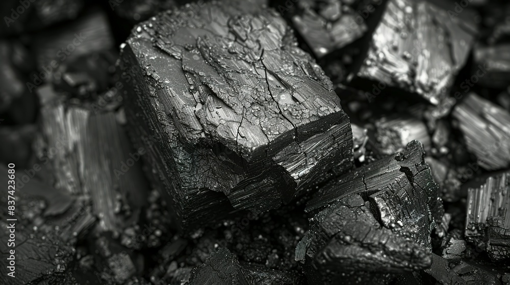 Ebon Echoes: A Close-Up Study of Coal's Texture Ebon Echoes: A Close-Up Study of Coal's Texture