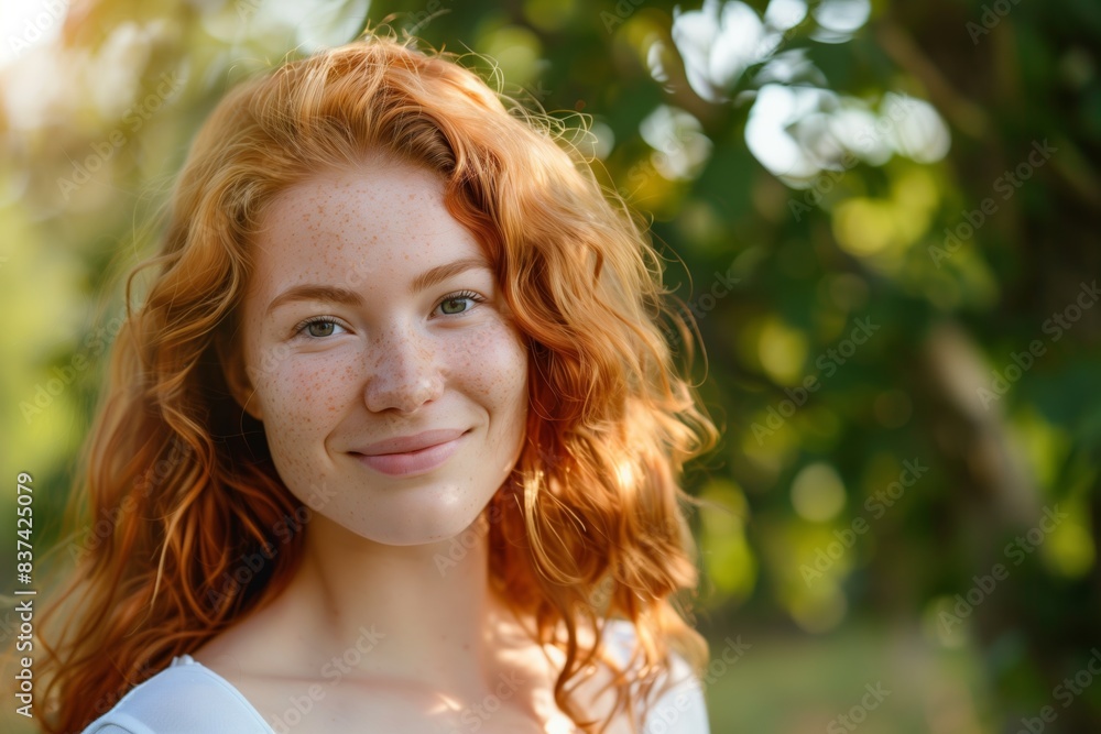 Fototapeta premium Smiling Young Woman Directly Facing Camera Portrayal
