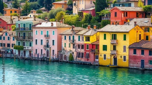 Peschiera del Garda  a picturesque village adorned with colorful houses  nestled along the stunning shores of Lake Lago di Garda in the Verona province of Italy