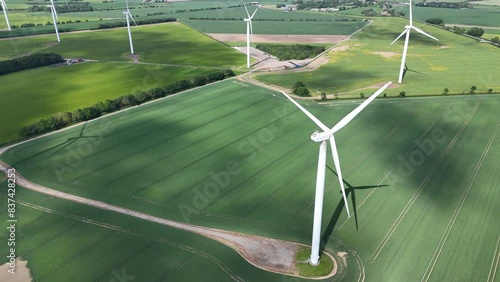 Lissett Airfield wind farm. industrial wind turbines producing green clean renewable energy. East Yorkshire photo