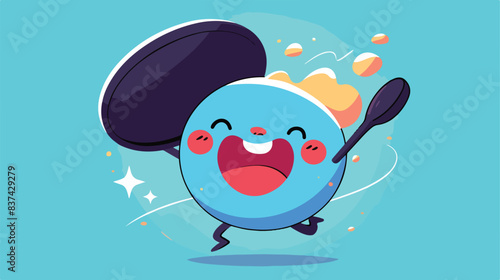 The happy frying pan cartoon with running pose  cut