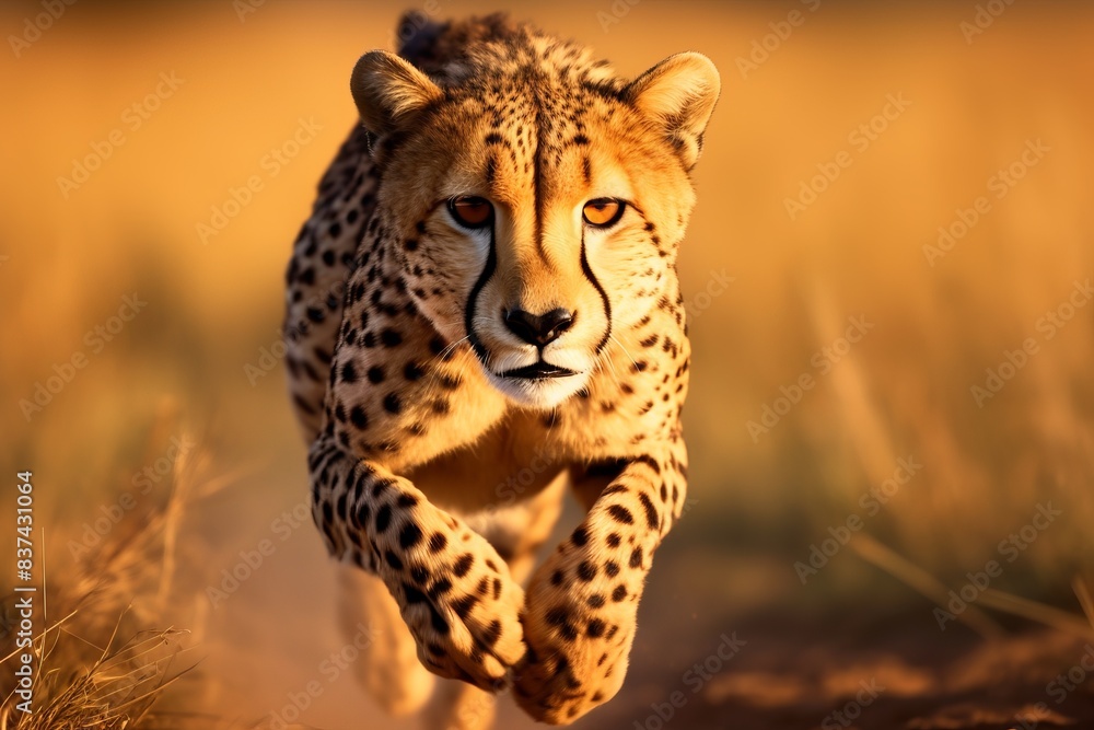 A magnificent cheetah running at full speed across the savannah, showcasing its agility and strength in a beautiful natural habitat. A magnificent cheetah running at full speed across the savannah, showcasing its agility and strength in a beautiful natural habitat.