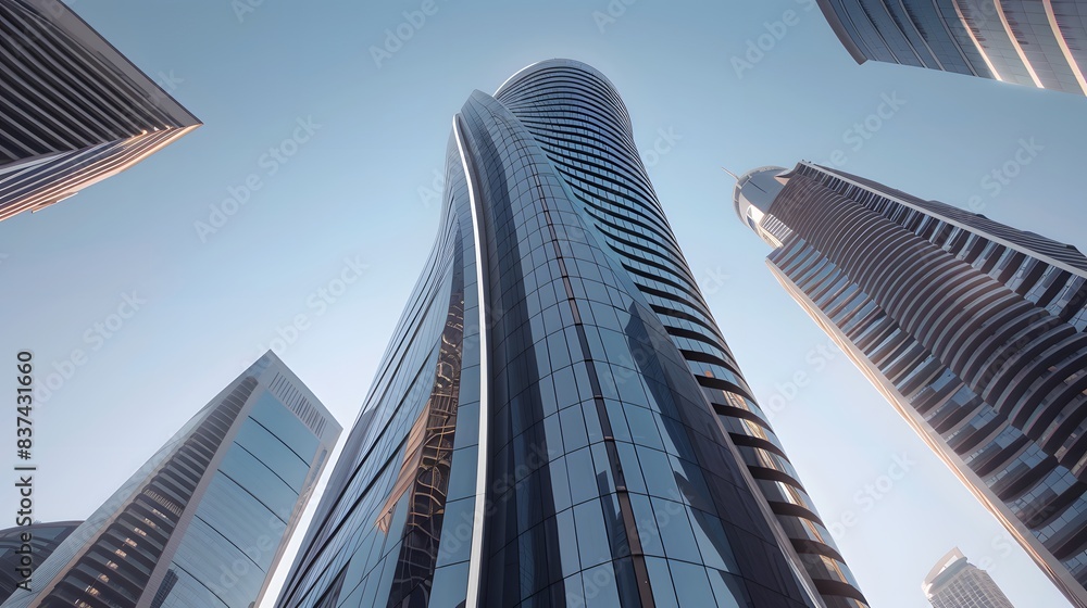 Futuristic skyscraper with sleek curves and modern architecture Futuristic skyscraper with sleek curves and modern architecture