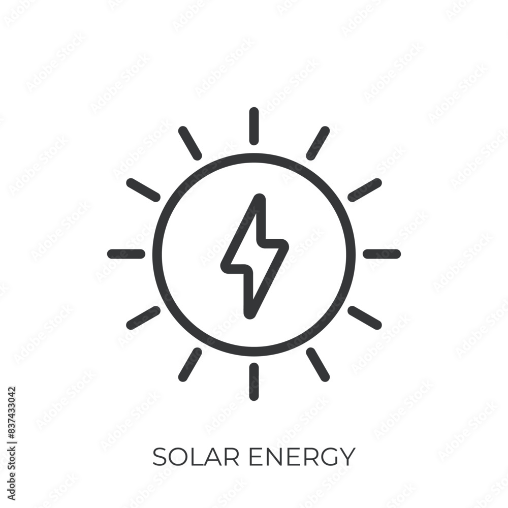 Solar energy icon. Line single icon on transparent background Solar energy icon. Line single icon on transparent background