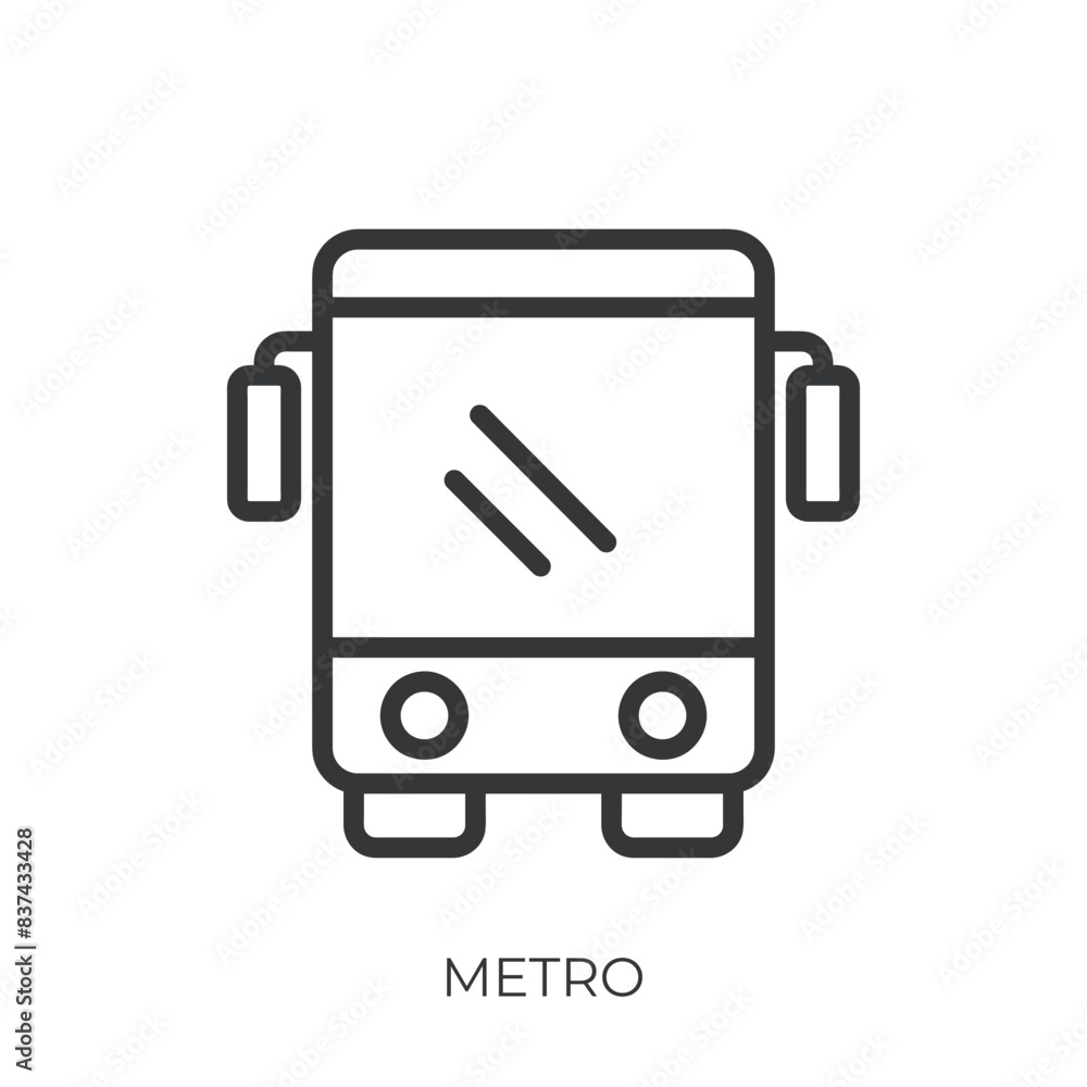 Bus metro icon. Line single icon on transparent background Bus metro icon. Line single icon on transparent background