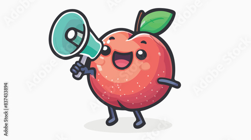 Water apple character illustration holding a megaph