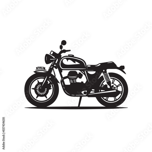 Motorcycle in cartoon, doodle style . Image for t-shirt, web, mobile apps and ui. Isolated 2d vector illustration in logo, icon, sketch style, Eps 10, black and white. AI Generative