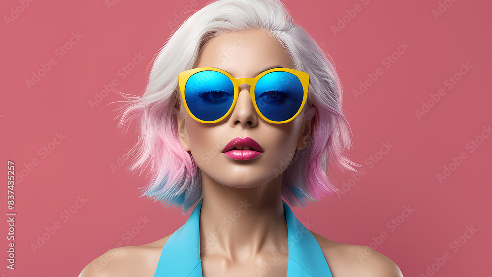Aesthetic appeal is evident in this image of a woman with striking blue hair standing against a textured wall, providing a modern, urban vibe Aesthetic appeal is evident in this image of a woman with striking blue hair standing against a textured wall, providing a modern, urban vibe