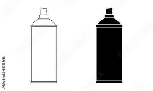 side view Spray paint can icon set isolated on white background