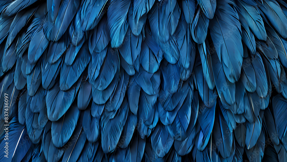 Fototapeta premium A striking close-up of vibrant blue feathers displaying rich texture and contemporary aesthetics