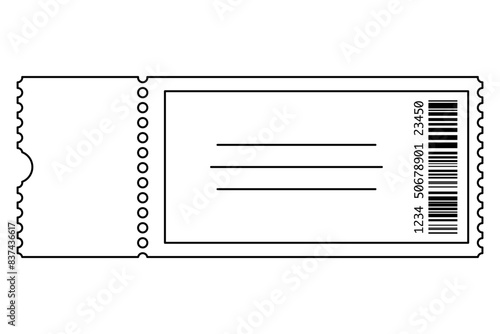 A blank ticket and ticket stub with barcode vector
