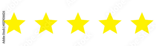 5 yellow stars for five star review rating vector