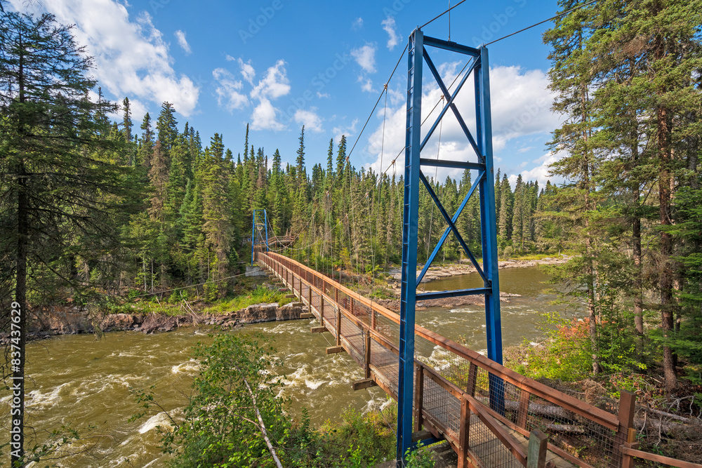 Large Suspension Hiking Bridge Over a Major River