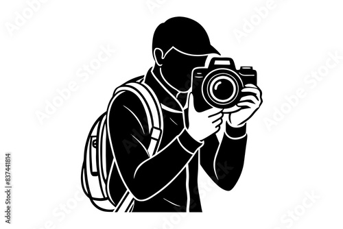 photographer man silhouette vector illustration