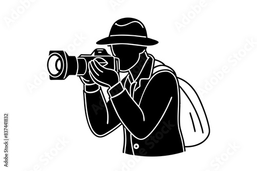 photographer man silhouette vector illustration