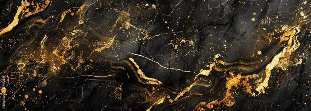 Obraz premium Black and gold marble texture background