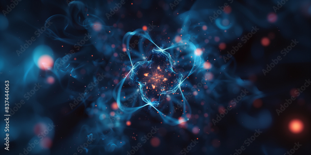Atom in empty dark space. Atom in empty dark space.