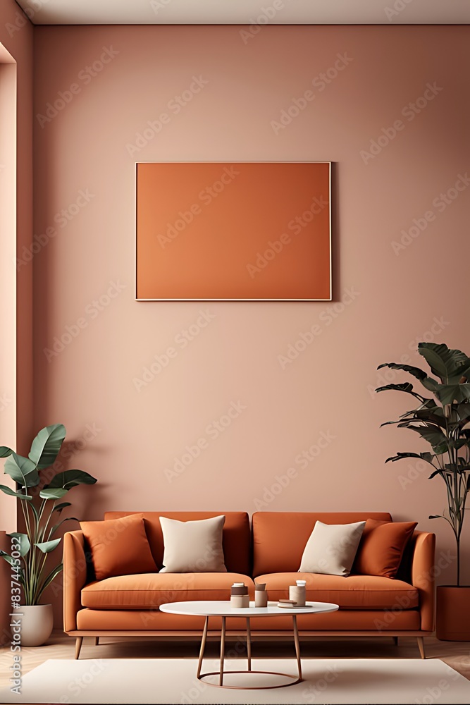 Peach Fuzz Trend Color 2024 in Premium Living Room Lobby with Wood Mockup Wall for Art
Peach Fuzz Trend Color 2024 in Premium Living Room Lobby with Wood Mockup Wall for Art