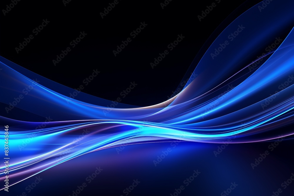Abstract blue wave pattern on a dark background. Smooth, flowing lines create a dynamic and futuristic visual effect, perfect for modern design projects. Abstract blue wave pattern on a dark background. Smooth, flowing lines create a dynamic and futuristic visual effect, perfect for modern design projects.
